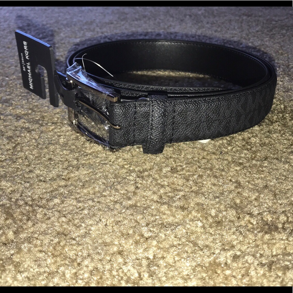 Michael Kors Men MK Logo Black Belt